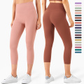 Mujeres sin costura Fitness de cintura Fitness Yoga Gym Pant Leggings Leggings suaves Pantalones de yoga Pantalones recortados Capri Leggings